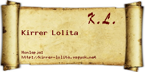 Kirrer Lolita névjegykártya